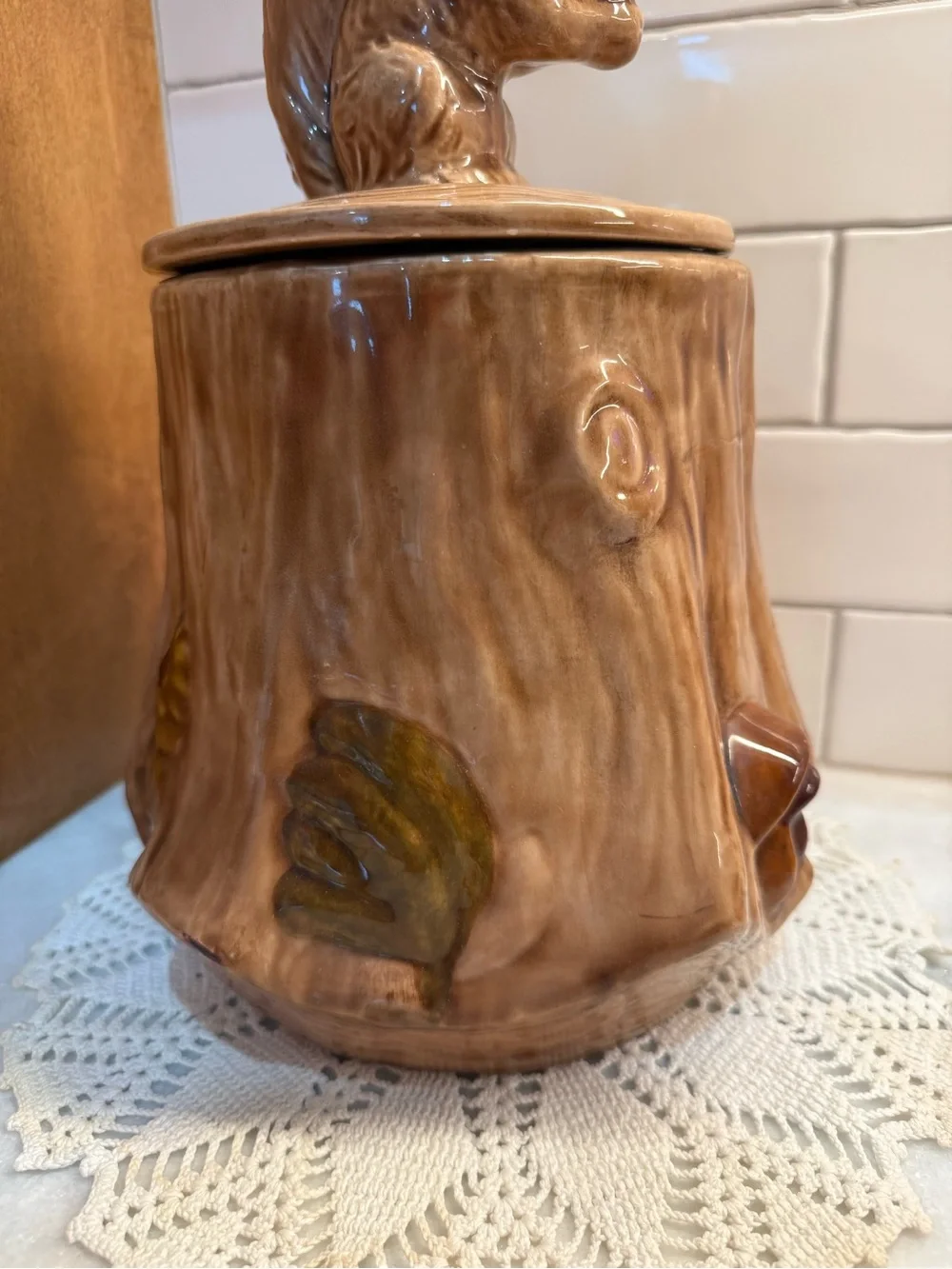 Brown Ceramic Squirrel Cookie Jar - Decorative Food Storage